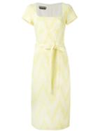 Rochas Belted Midi-dress, Women's, Size: 40, Yellow/orange, Cotton/polyamide/silk