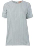 Nº21 Gem Detail Slit Sleeve Stripe Blouse - Green