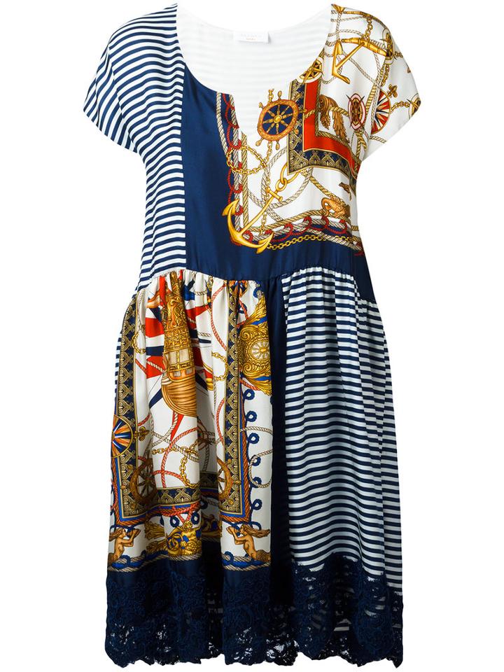 P.a.r.o.s.h. Multi Printed Dress, Women's, Blue, Silk/viscose/polyamide