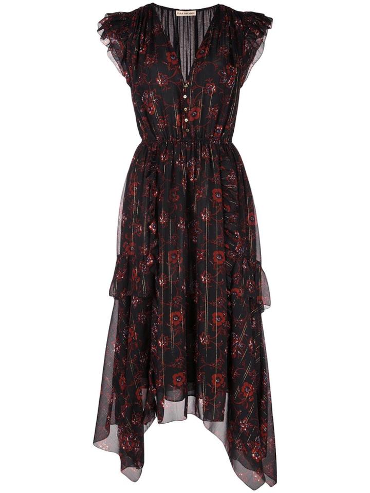 Ulla Johnson Floral Print Asymmetric Dress - Black