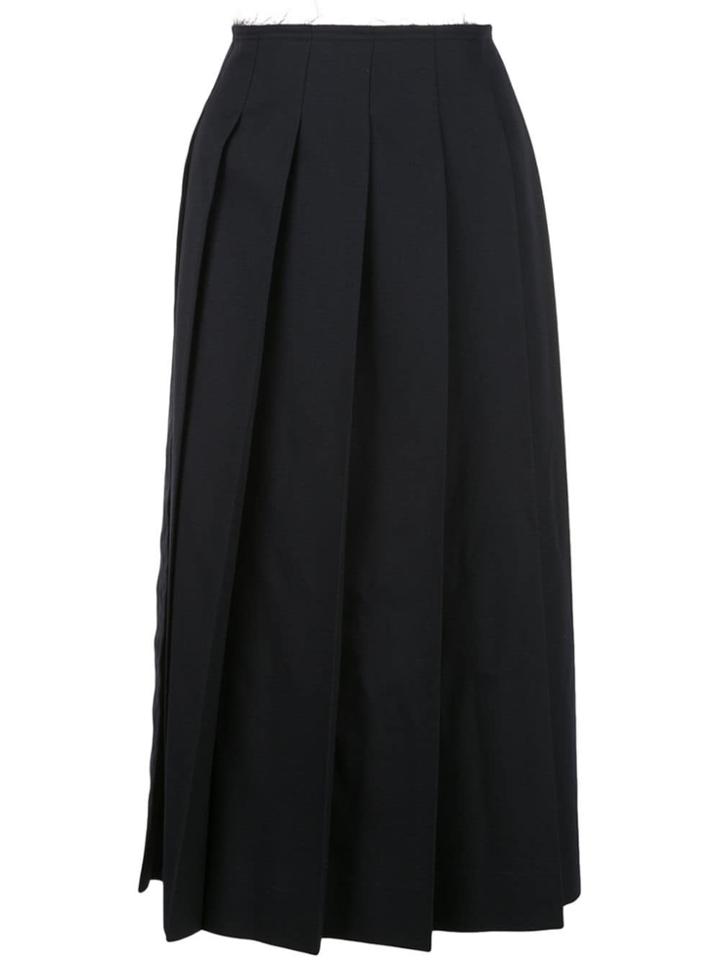 Comme Des Garçons Frayed Waist Pleated Skirt - Blue