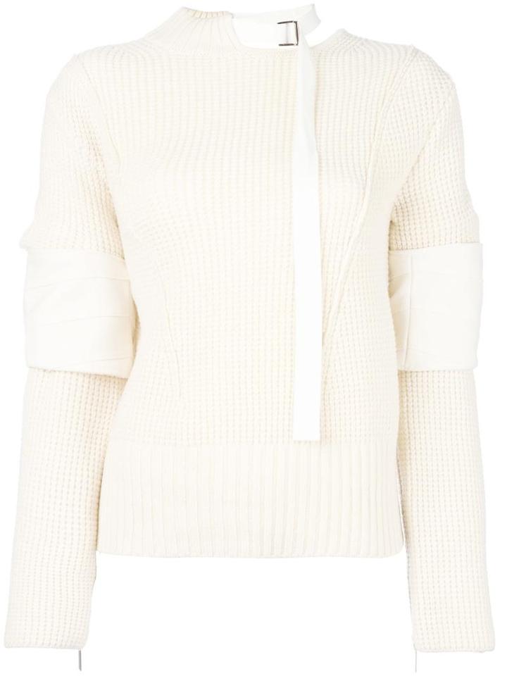 Sacai Buckle Collar Jumper, Women's, Size: 2, Nude/neutrals, Wool/polyester/cupro