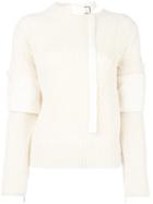 Sacai Buckle Collar Jumper, Women's, Size: 2, Nude/neutrals, Wool/polyester/cupro
