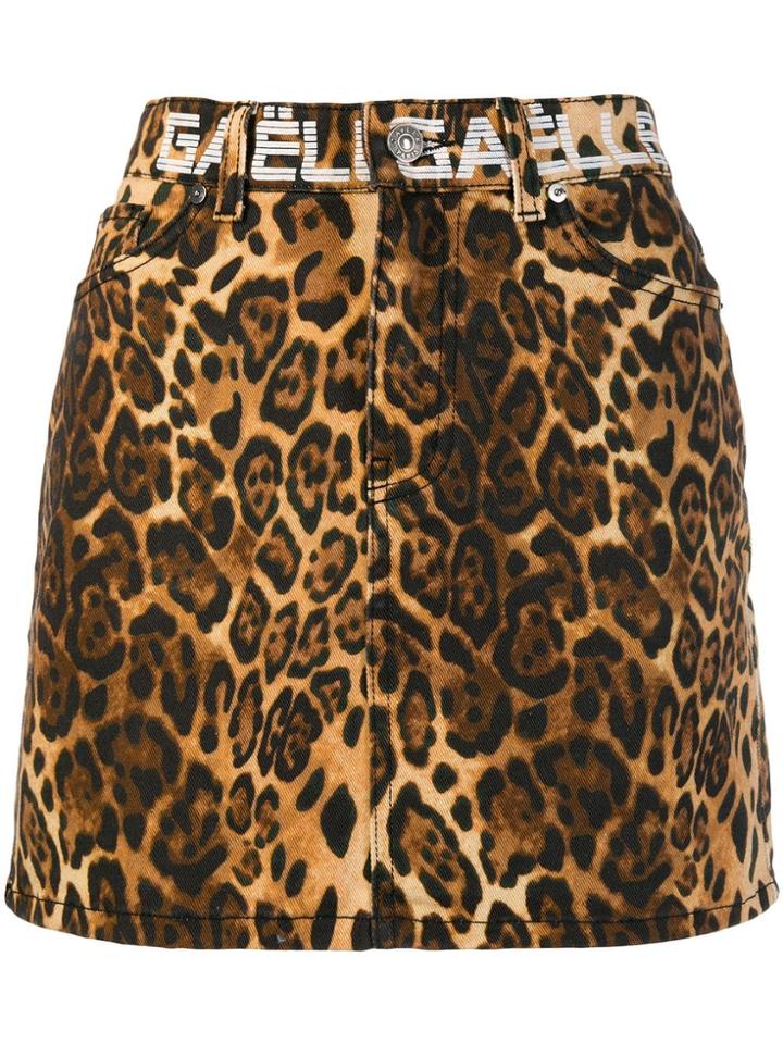 Gaelle Bonheur Straight-cut Animal Print Skirt - Brown