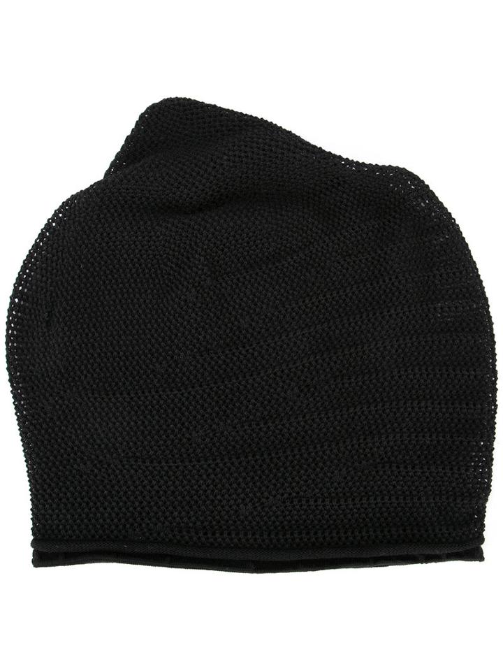 Devoa Perforated Beanie, Black, Silk/cotton/polyester