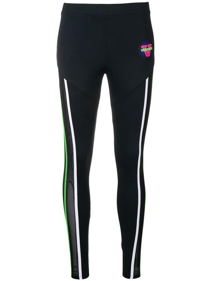 Versace Logo Patch Leggings - Black