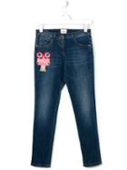Fendi Kids Monster Patch Skinny Jeans, Boy's, Size: 14 Yrs, Blue
