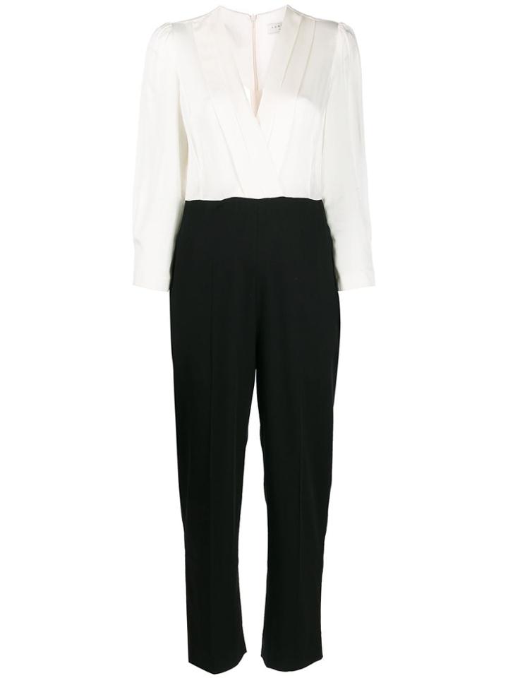 Sandro Paris Contrast Long-sleeve Jumpsuit - White