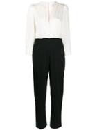 Sandro Paris Contrast Long-sleeve Jumpsuit - White