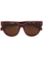 Céline Eyewear Round Frame Sunglasses, Women's, Red, Acetate