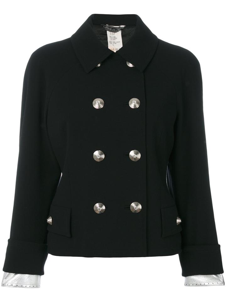 Versace Vintage Metallic Detail Double-breasted Jacket - Black