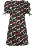 Olympia Le-tan Smoking Lips Print Mini Dress - Black