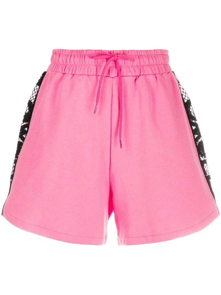 Gaelle Bonheur Logo Embellished Track Shorts - Pink