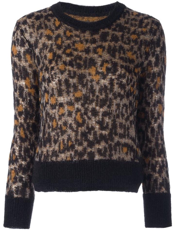 Isabel Marant - Leopard Pattern Pullover - Women - Polyamide/polyester/mohair/wool - 38, Black, Polyamide/polyester/mohair/wool