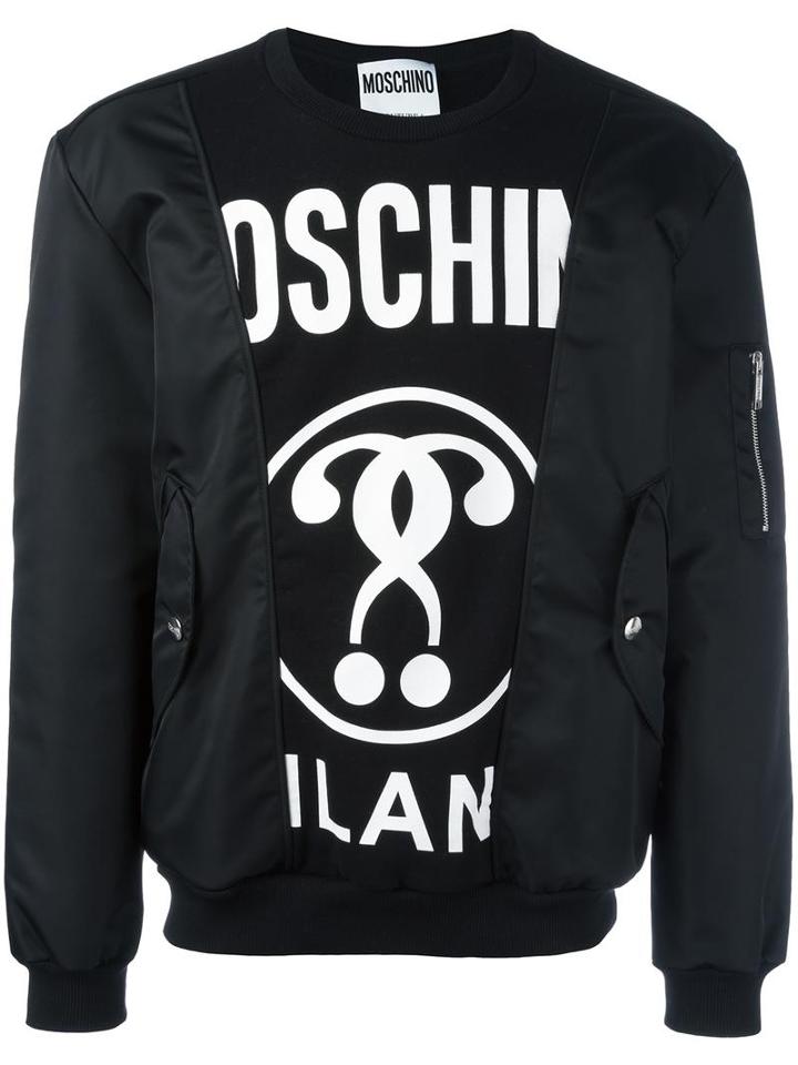 Moschino Bomber Patchwork Sweatshirt, Men's, Size: 50, Black, Cotton/nylon