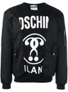 Moschino Bomber Patchwork Sweatshirt, Men's, Size: 50, Black, Cotton/nylon