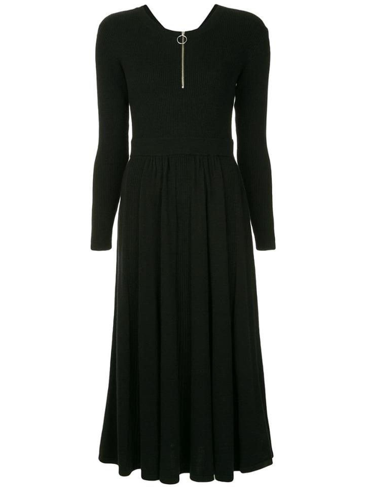 Le Ciel Bleu Ribbed Knit Flared Dress - Black