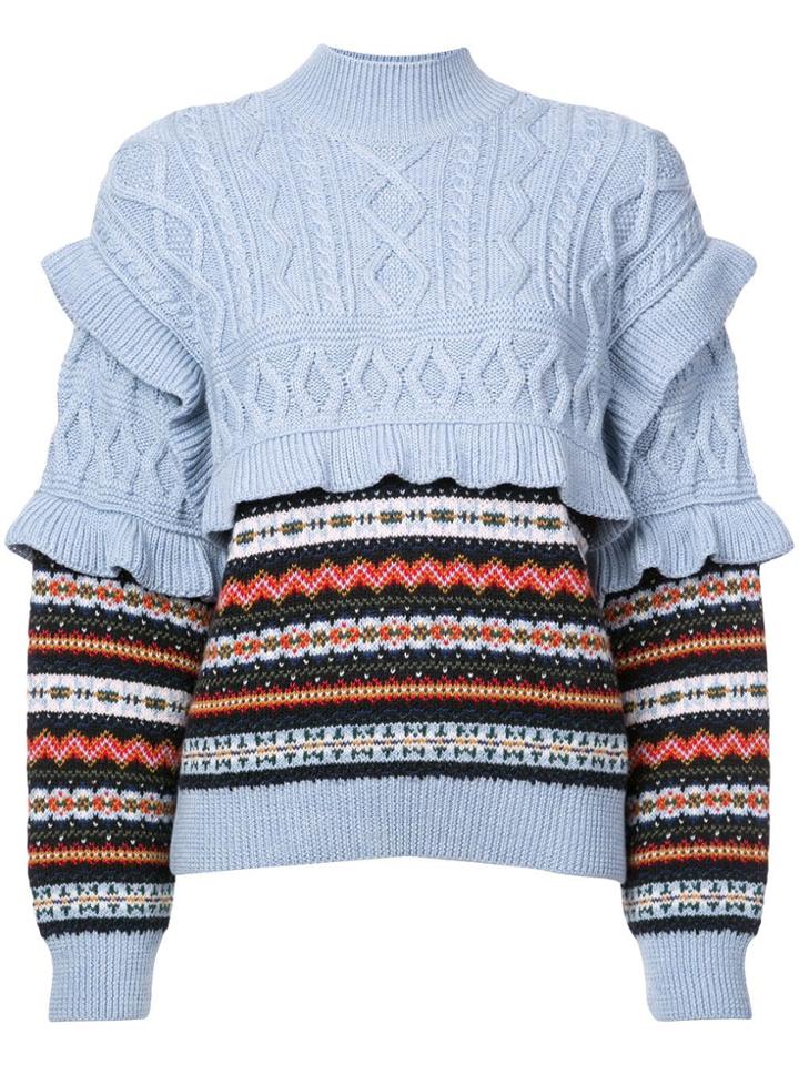Philosophy Di Lorenzo Serafini Cable Knit Sweater - Blue