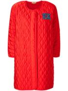 Escada Embellished Patch Logo Coat - Red