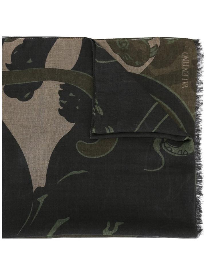 Valentino Valentino Garavani Printed Scarf, Men's, Green, Cashmere/silk/modal