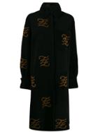 Fendi Ff Motif Shearling Coat - Black