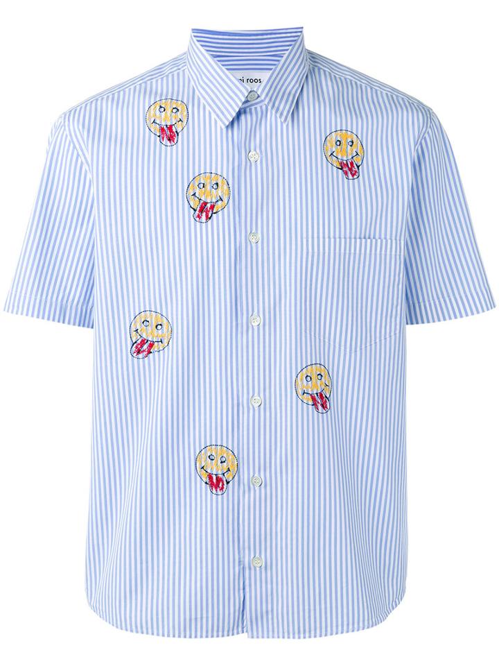 Jimi Roos Smiley Face Print Shirt, Men's, Size: Xl, Blue, Cotton