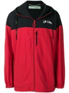 Off-white Logo Hooded Windbreaker - Red