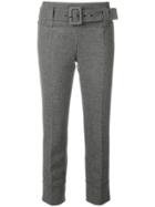 Prada Belted Crop Trousers - Grey