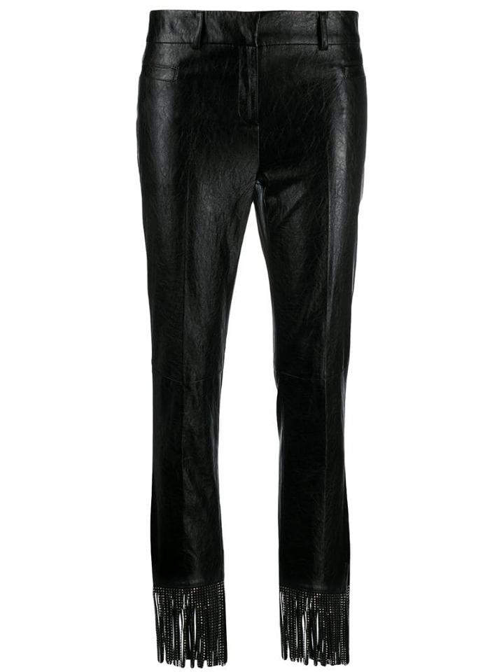 Philosophy Di Lorenzo Serafini Fringed Faux-leather Trousers - Black
