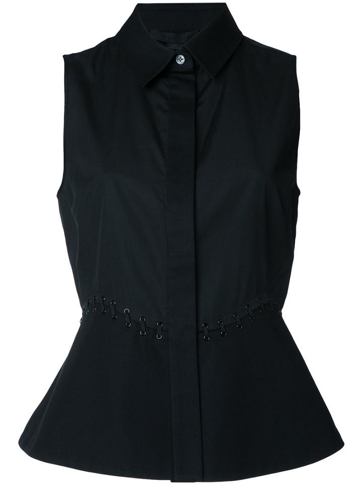 Alexander Wang - Sleeveless Peplum Shirt - Women - Cotton - 2, Black, Cotton