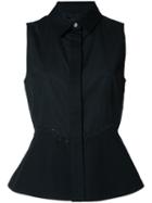 Alexander Wang - Sleeveless Peplum Shirt - Women - Cotton - 2, Black, Cotton