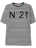 Nº21 Striped Logo Print T-shirt - Black