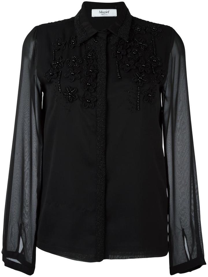 Blugirl Embroidered Shirt, Women's, Size: 38, Black, Polyester