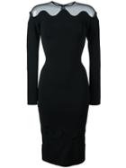 David Koma Sheer Panel Dress, Women's, Size: 10, Black, Polyamide/polyester/lyocell/viscose