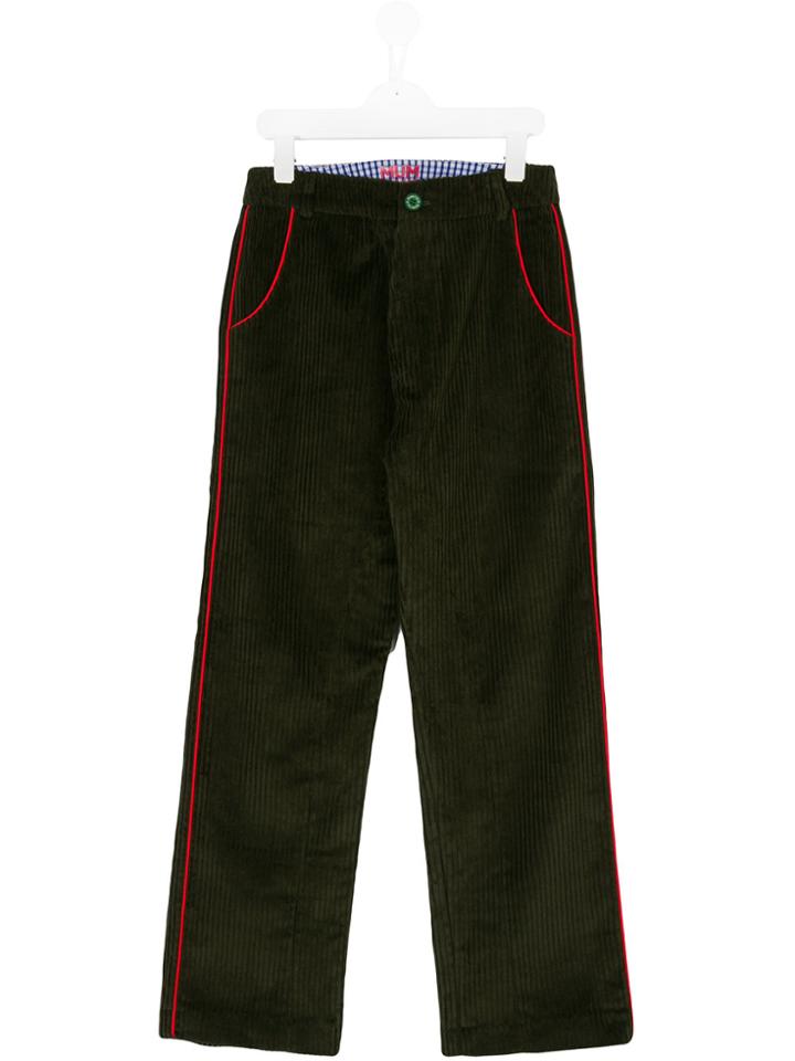 Mumofsix Contrast Seam Corduroy Trousers - Green