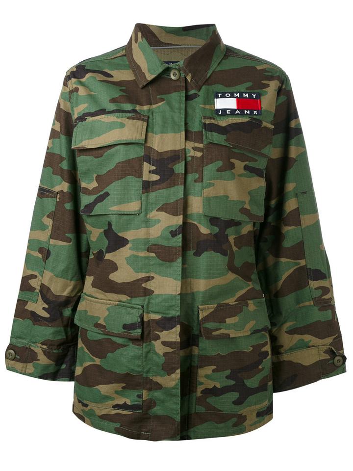 Camouflage Print Military Jacket - Women - Cotton - Xs, Green, Cotton, Tommy Jeans
