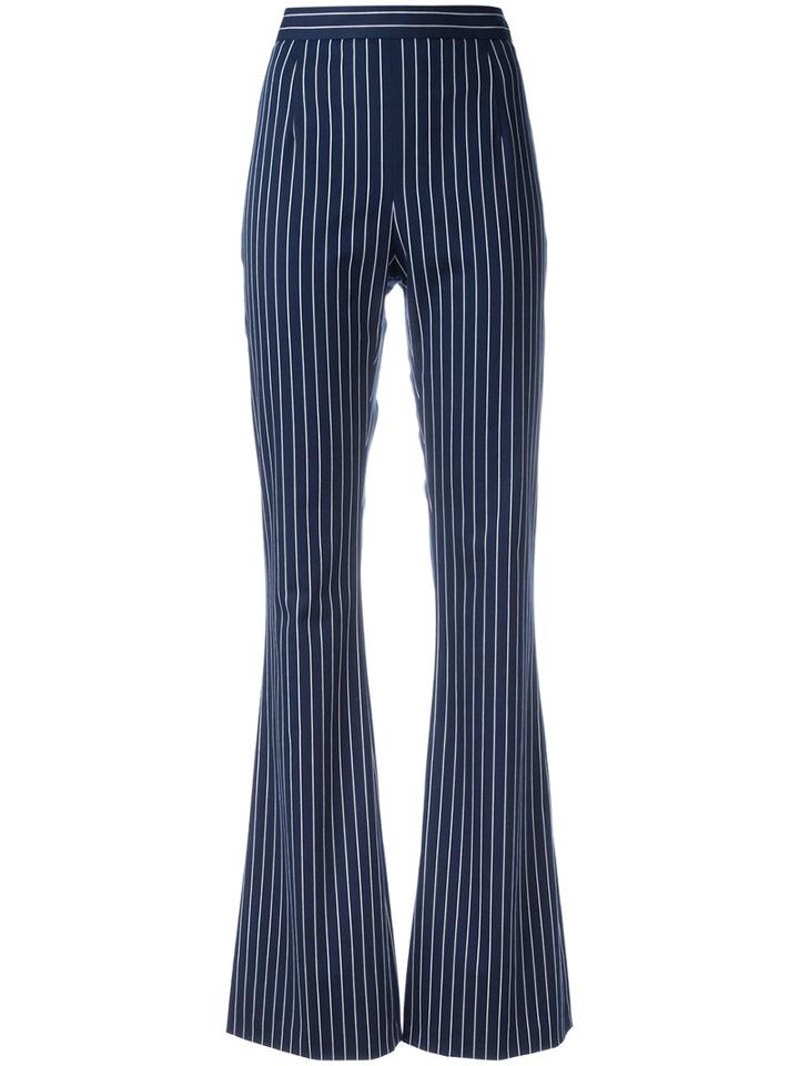 Pierre Balmain Striped High-waisted Trousers, Women's, Size: 34, Blue, Cotton/polyamide/spandex/elastane