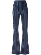 Pierre Balmain Striped High-waisted Trousers, Women's, Size: 34, Blue, Cotton/polyamide/spandex/elastane