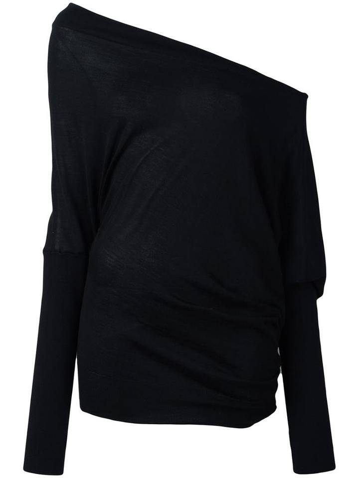 Tom Ford Off-shoulder Loose Fit Jumper, Women's, Size: Large, Black, Silk/cashmere
