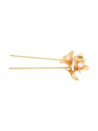 Oscar De La Renta Pearl Flower Hair Pin - Gold
