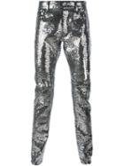 Saint Laurent Sequin Embellished Slim Fit Trousers