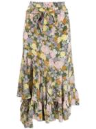 Rokh Floral Print Asymmetric Skirt - Green