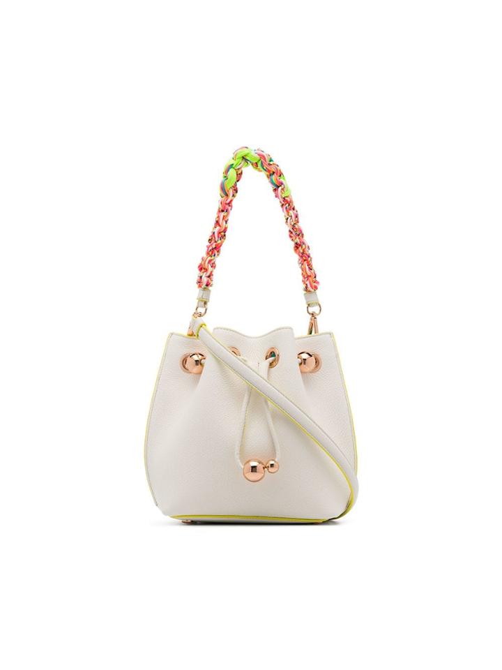 Sophia Webster Romy Leather Coloured Strap Mini Bucket Bag - White