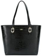 Armani Collezioni Embossed Crocodile Effect Tote, Women's, Black, Calf Leather