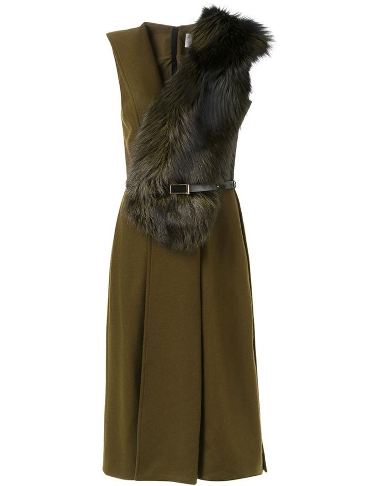 Jason Wu Fox Fur Dress, Women's, Size: 8, Brown, Silk/virgin Wool