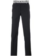 Alexander Mcqueen - Leopard Printed Trim Trousers - Men - Silk/acetate/viscose/virgin Wool - 50, Black, Silk/acetate/viscose/virgin Wool