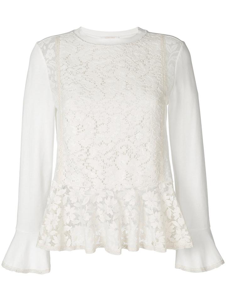 See By Chloé - Lace Embroidered Sweater - Women - Cotton - M, White, Cotton