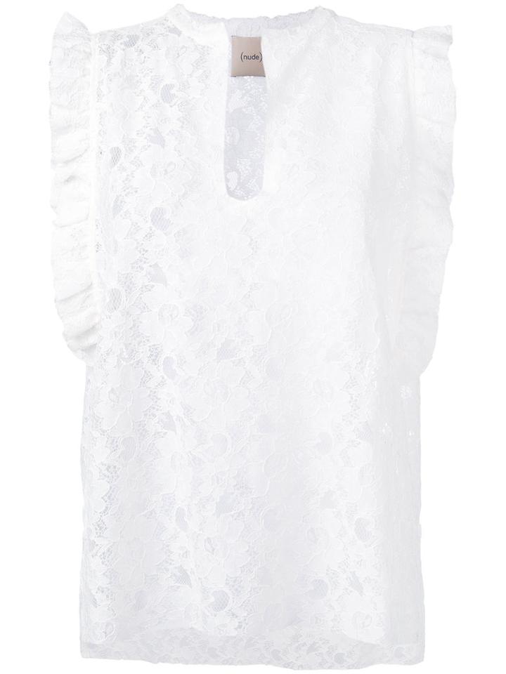 Nude - Lace Detail Top - Women - Cotton/polyester - 42, White, Cotton/polyester