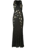 Roberto Cavalli Star Print Gown, Women's, Size: 38, Black, Viscose/polyester/spandex/elastane/silk