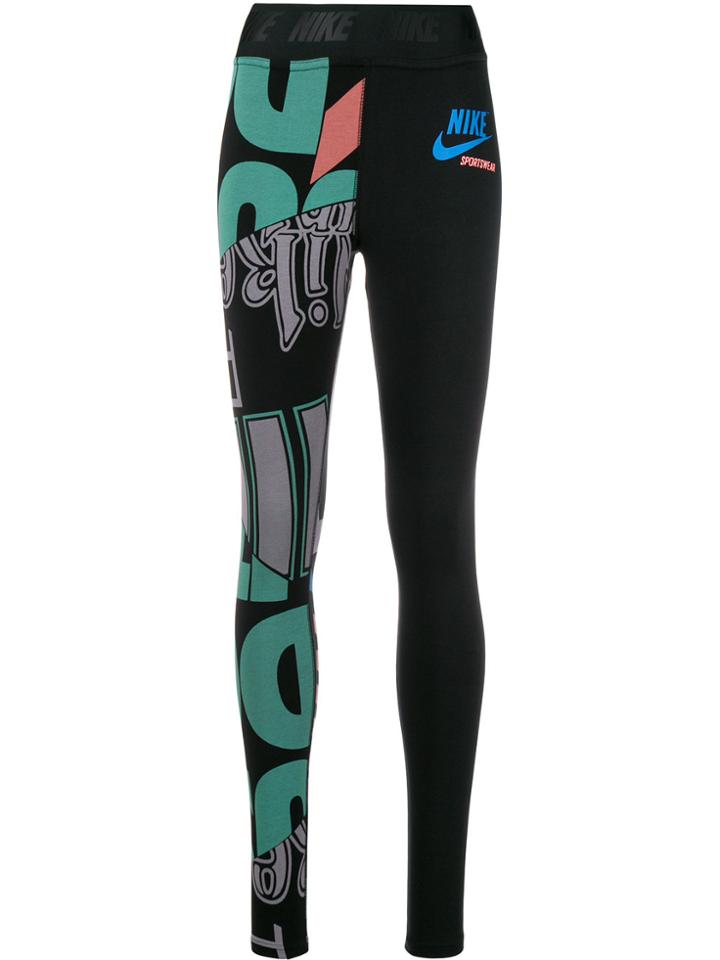 Nike High Rise Graphic Print Leggings - Black